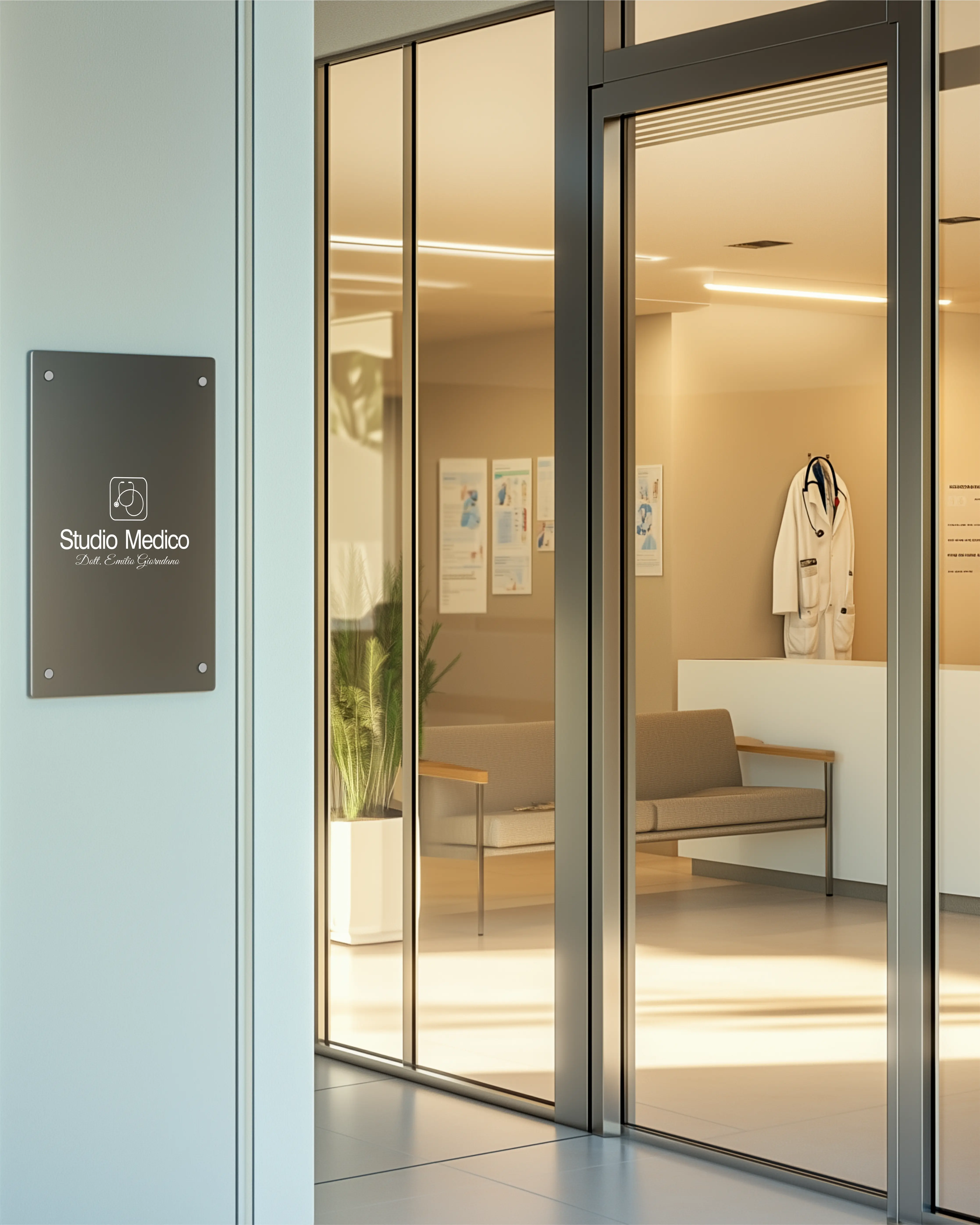 Targa in acrylic personalizzata montata sulla porta dell’ufficio
